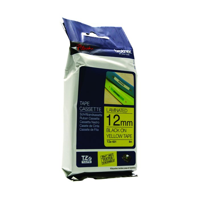 Brother TZ Label Tape 12mm - Black On Yellow Brother TZ Label Tape 12mm - Black On Yellow