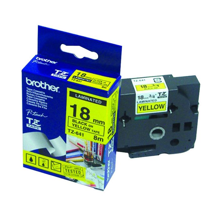 Brother TZ Label Tape 18mm - Black On Yellow Brother TZ Label Tape 18mm - Black On Yellow