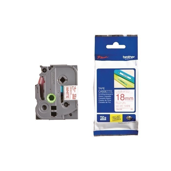 Brother TZ Label Tape 18mm - Red On White Brother TZ Label Tape 18mm - Red On White