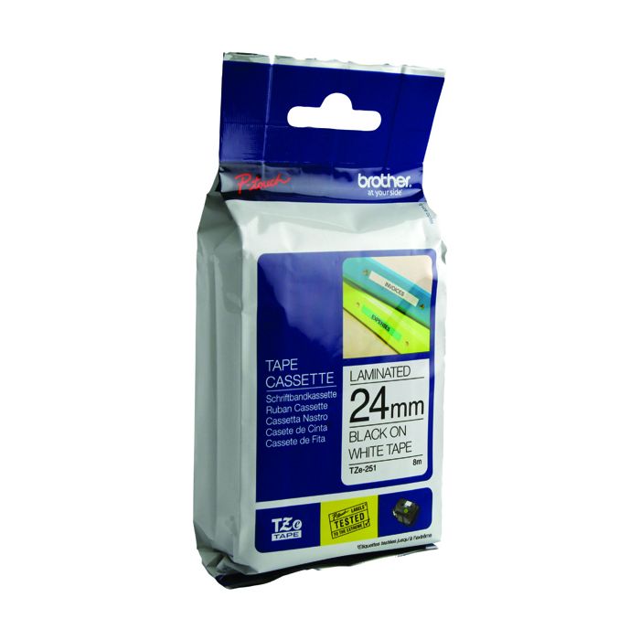 Brother TZ Label Tape 24mm - Black On White Brother TZ Label Tape 24mm - Black On White