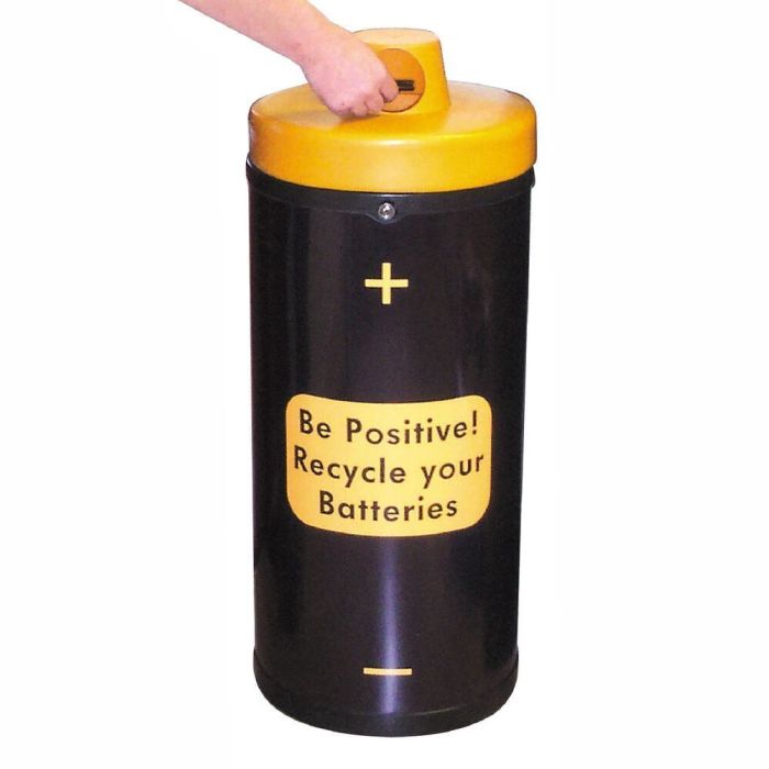 Battery Recycling Bins Black/Orange with Be Positive Battery Recycling Bins Black/Orange with Be Positive