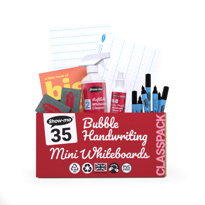 Show-me Class Pk Bubble Handwriting Double-sided A4 Mini Whiteboards Pen & Erasers