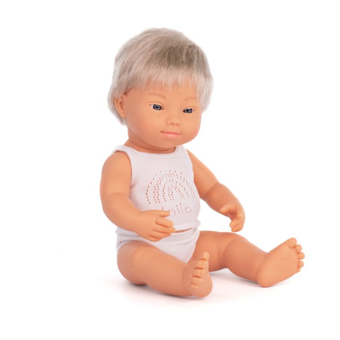 Baby Doll Caucasian Blonde Boy with Down Syndrome