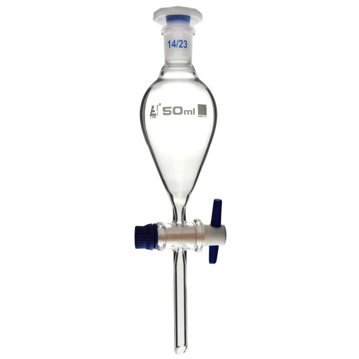 Glass Separating Funnel- Conical Shaped with Stopper - 50ml Glass Separating Funnel- Conical Shaped with Stopper - 50ml
