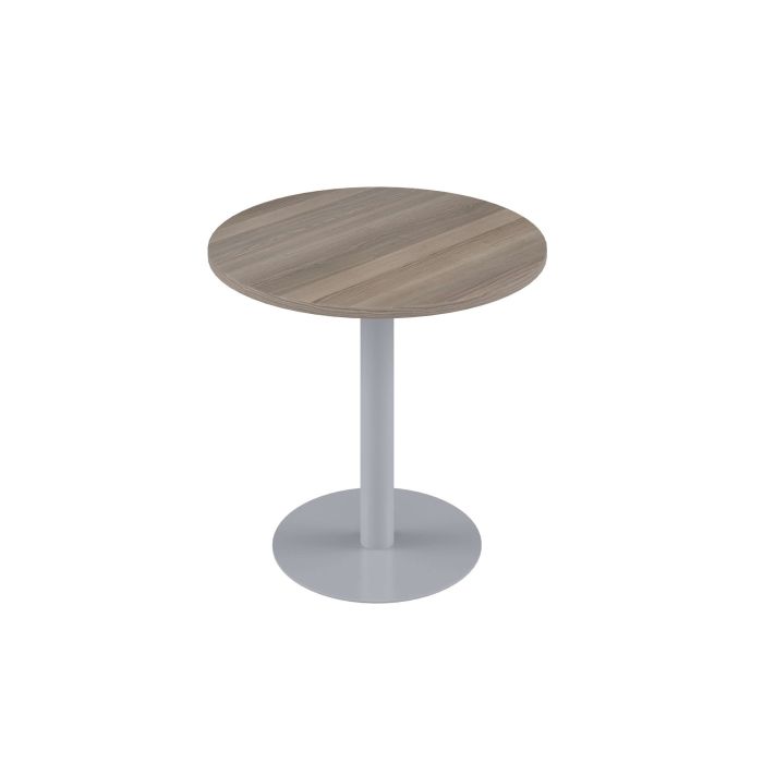 Contract Table Mid 600mm - Grey Oak - Silver Frame