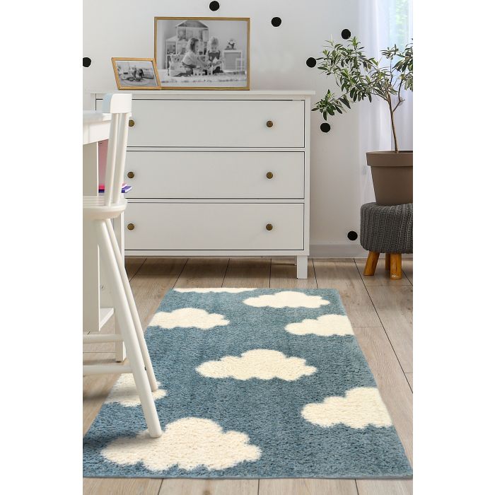Blue Cloud Shaggy Rug - Small