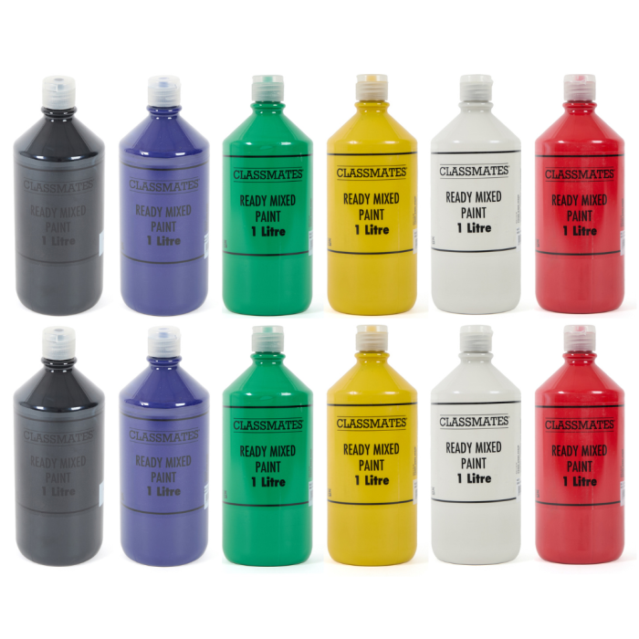 Classmates Ready Mixed Paint-1L-Pk 12-Assorted