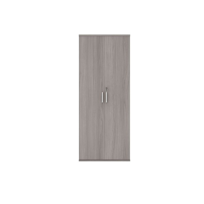 Steel Handle Lockable Storag Cupboard H1980mm  - Grey Oak