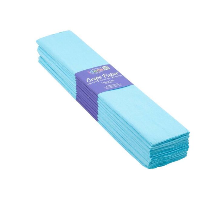 Crepe Paper Non-Bleed 50cm x 3m - Light Blue - Pack of 10 Crepe Paper Non-Bleed 50cm x 3m - Light Blue - Pack of 10