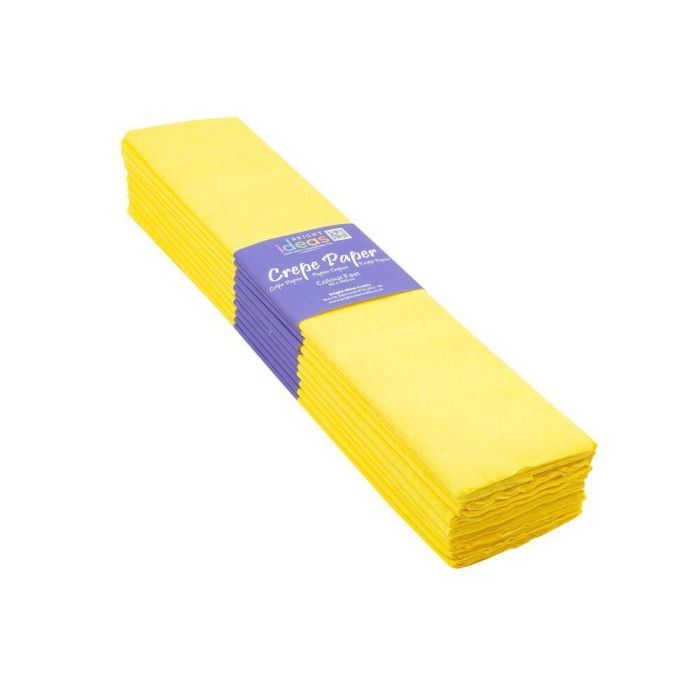 Crepe Paper Non-Bleed 50cm x 3m - Yellow - Pack of 10