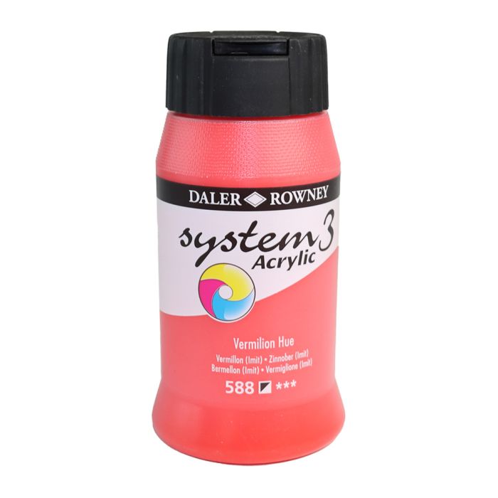 Daler-Rowney System 3 Original Acrylic Colours 500ml - Vermilion Hue Daler-Rowney System 3 Original Acrylic Colours 500ml - Vermilion Hue