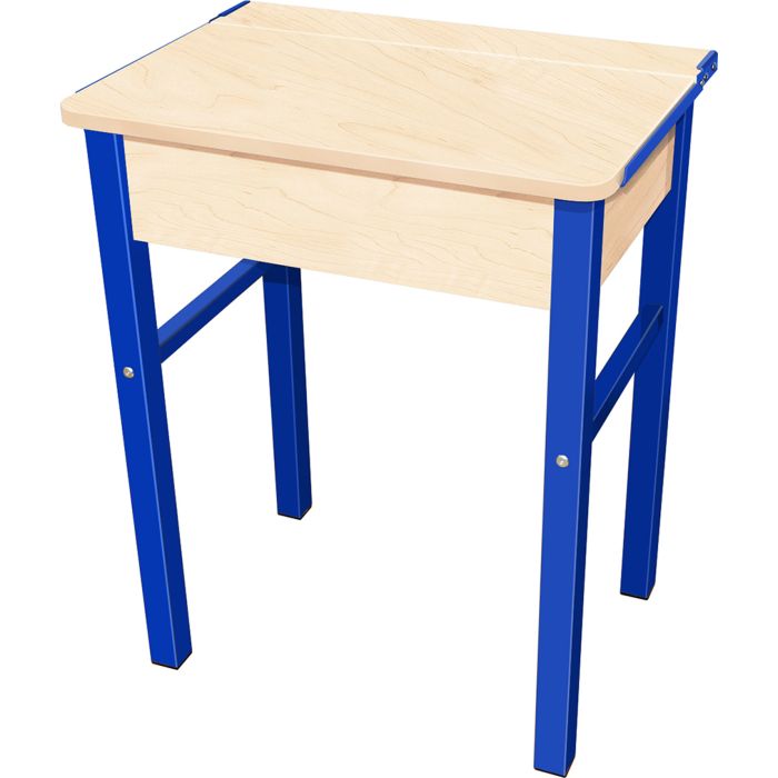 RetroMod Student Desk Blue Leg 14+ Years Maple