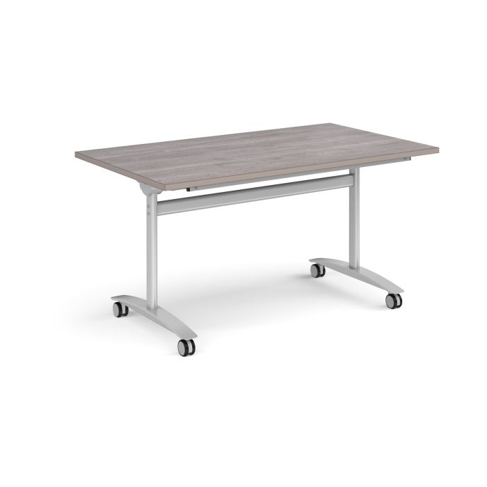 Rectangular Flip Top Table 1400 x 800 Silver Frame Grey Oak Rectangular Flip Top Table 1400 x 800 Silver Frame Grey Oak