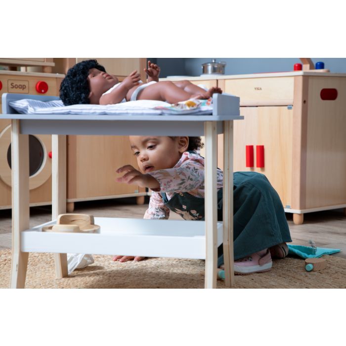 White and Grey Wooden Baby Changing Unit