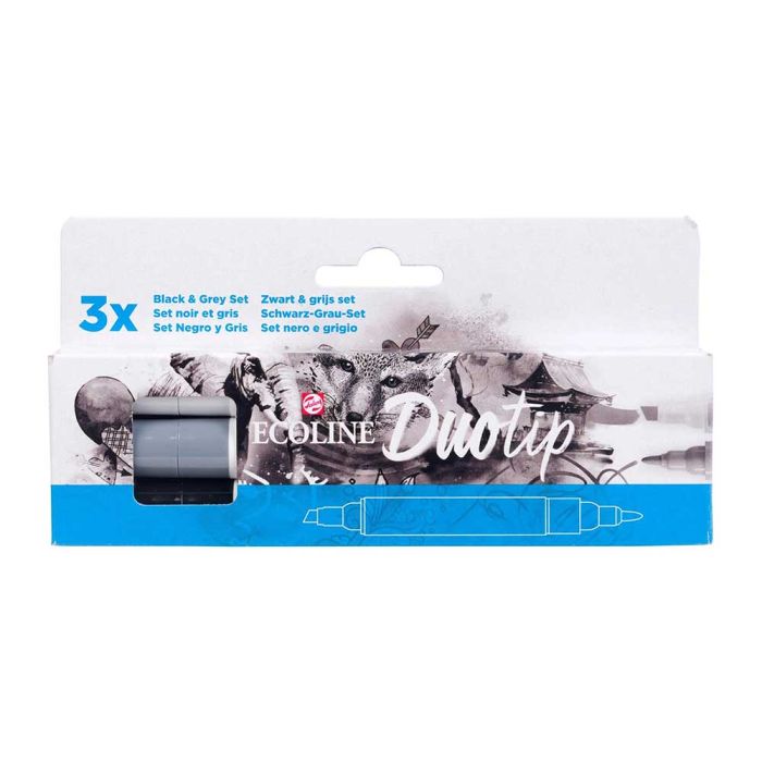 Ecoline Duotip Marker Set Black & Grey | 3 Colours