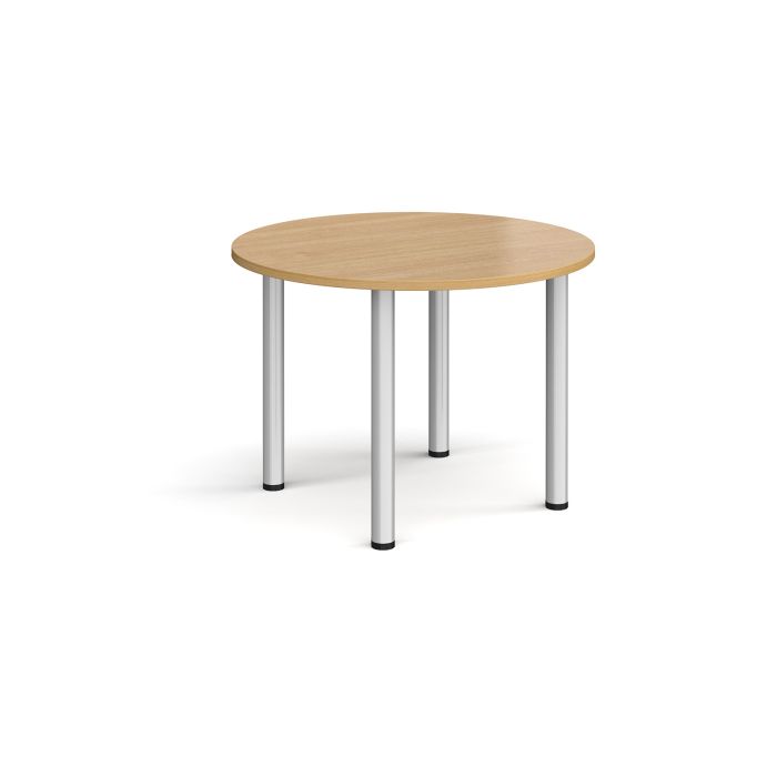 Radial Leg Table dia. 1000mm - Oak - Silver Frame