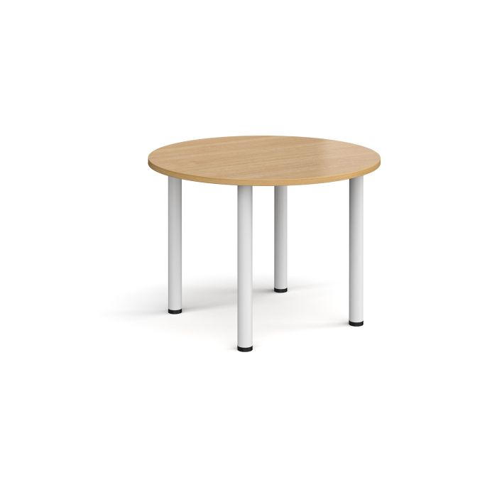 Radial Leg Table dia. 1000mm - Oak - White Frame