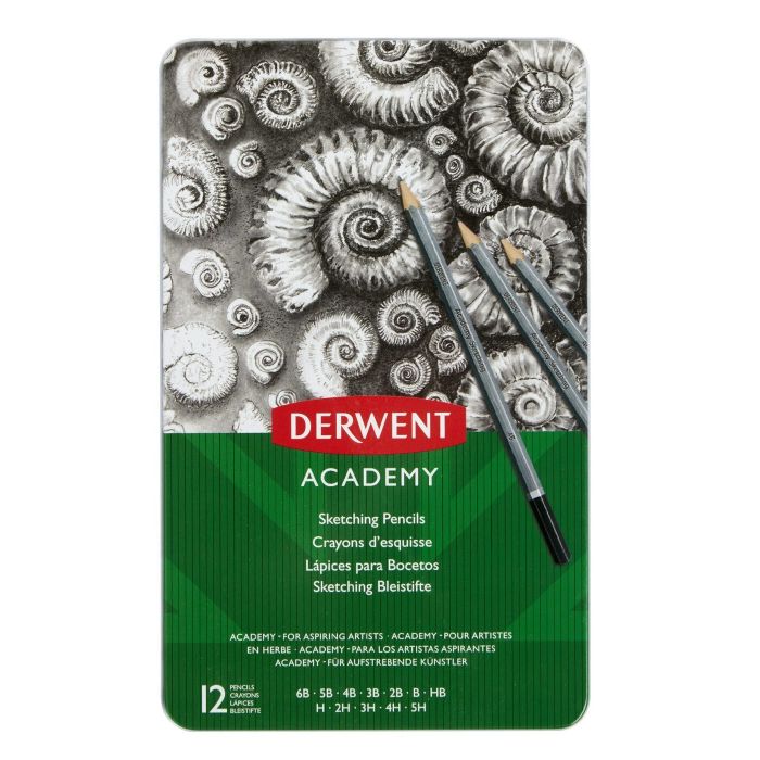 Derwent Academy Sketching Pencils Tin - Pack of 12 Derwent Academy Sketching Pencils Tin - Pack of 12