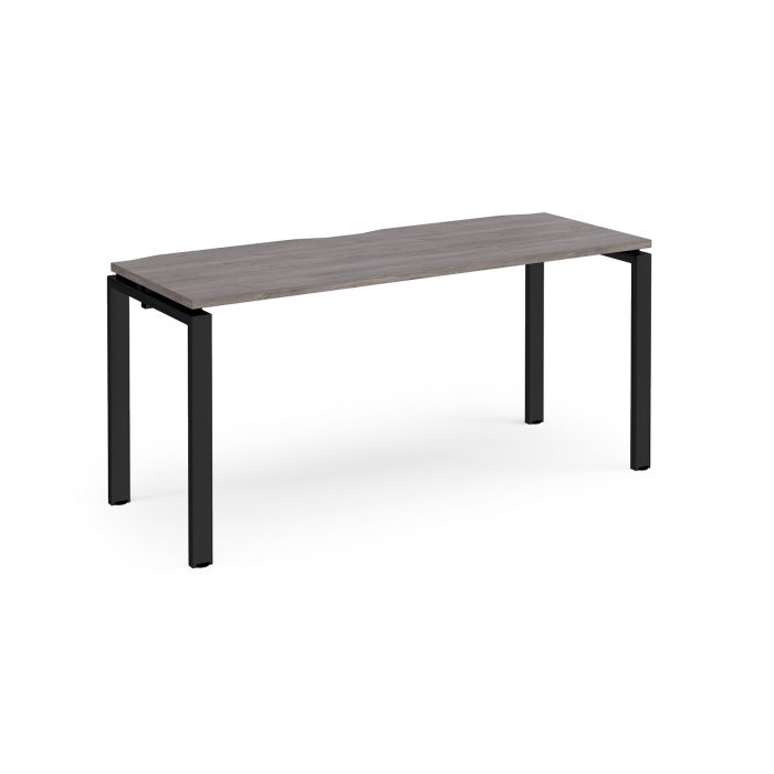 Adapt Single Desk 1600x600mm - Grey Oak - Black Frame