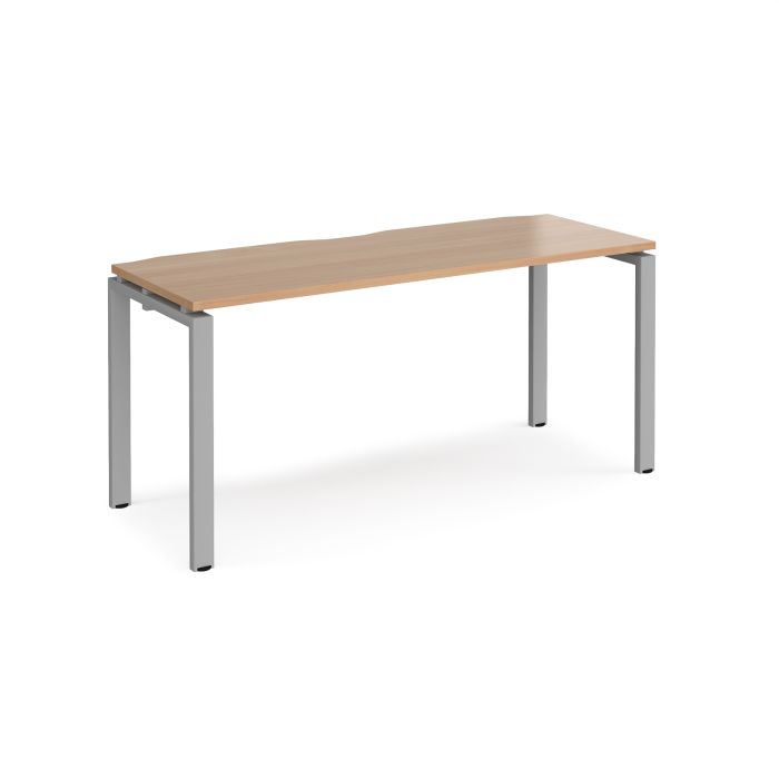Adapt Single Desk 1600x600mm - Beech - Silver Frame