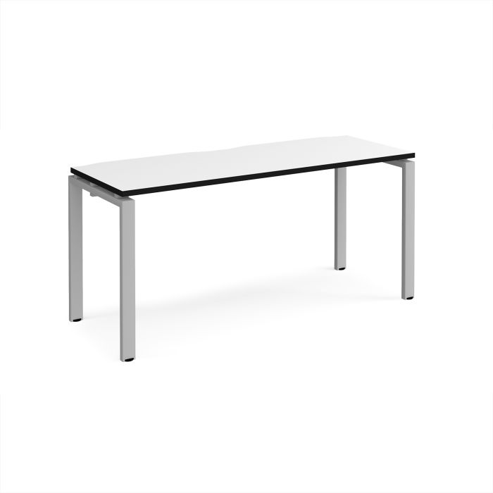 Adapt Single Desk 1600x600mm - White/Silver Frame