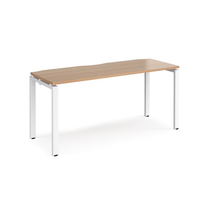 Adapt Single Desk 1600x600mm - Beech - White Frame