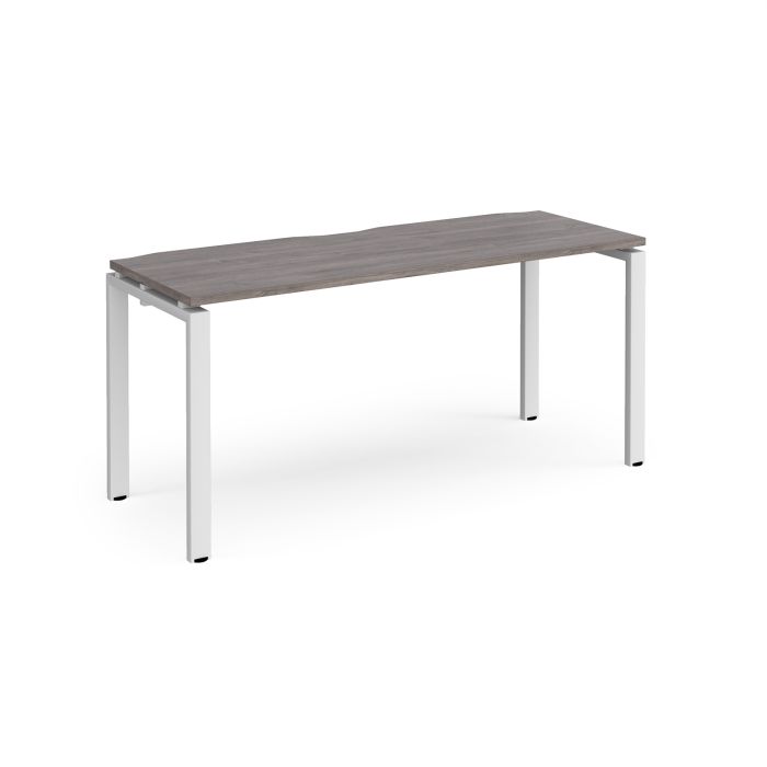 Adapt Single Desk 1600x600mm - Grey Oak - White Frame