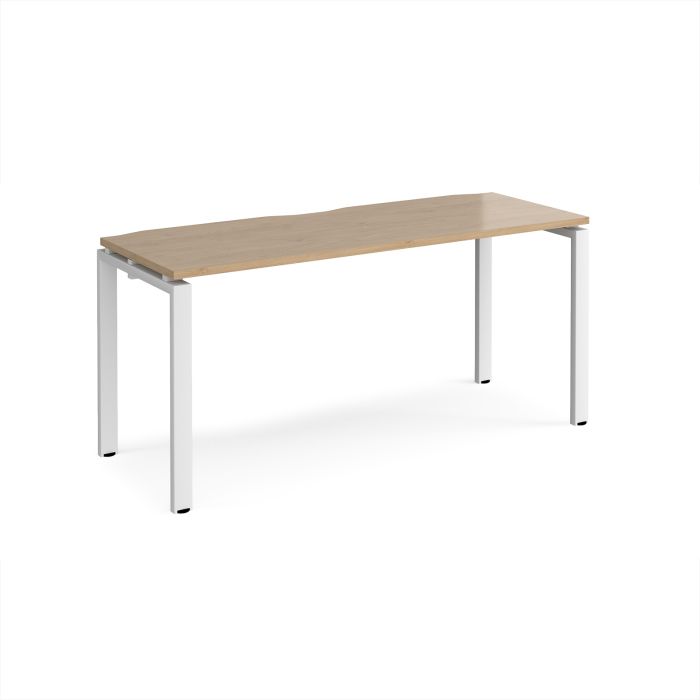 Adapt Single Desk 1600x600mm - Oak/White Frame Adapt Single Desk 1600x600mm - Oak/White Frame