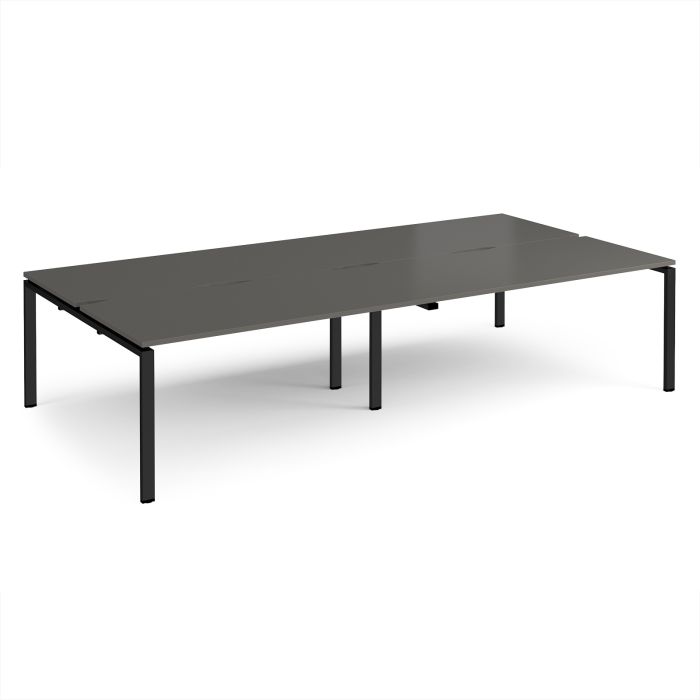 Double Back to Back Desks 3200x1600mm - Grey/Black Frame Double Back to Back Desks 3200x1600mm - Grey/Black Frame