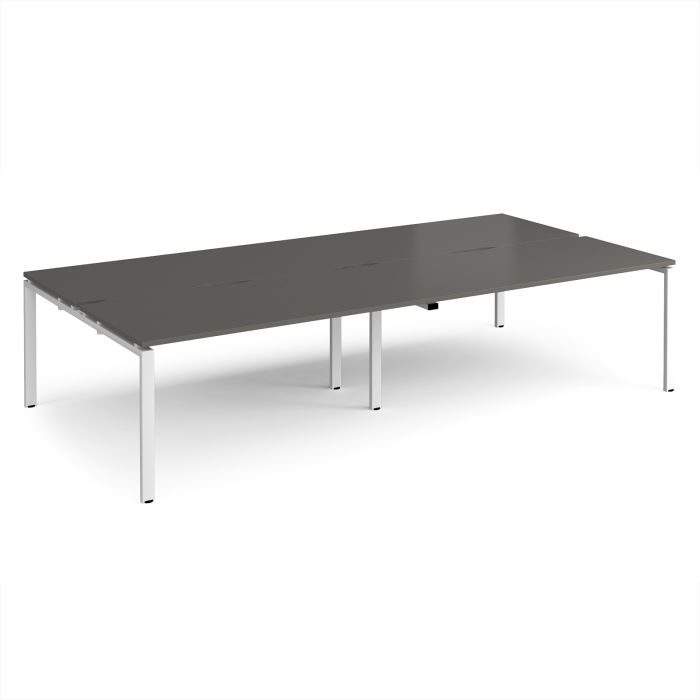 Double Back to Back Desks 3200x1600mm - Grey/White Frame