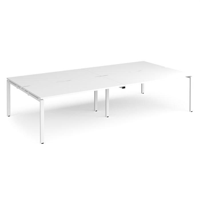Double Back to Back Desks 3200x1600mm - White/White Frame