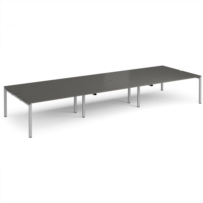 Adapt Triple Back to Back Desks - Grey/Silver Frame