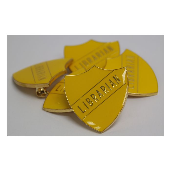 Librarian Shield Badge - Yellow - Pack of 10