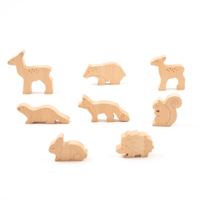 Wooden British Wildlife Animals - Pack of 8