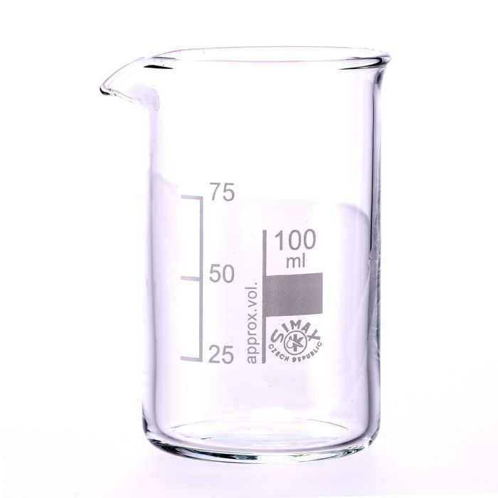Simax Tall Form Beakers with Spout - 100ml - Pack of 10 Simax Tall Form Beakers with Spout - 100ml - Pack of 10