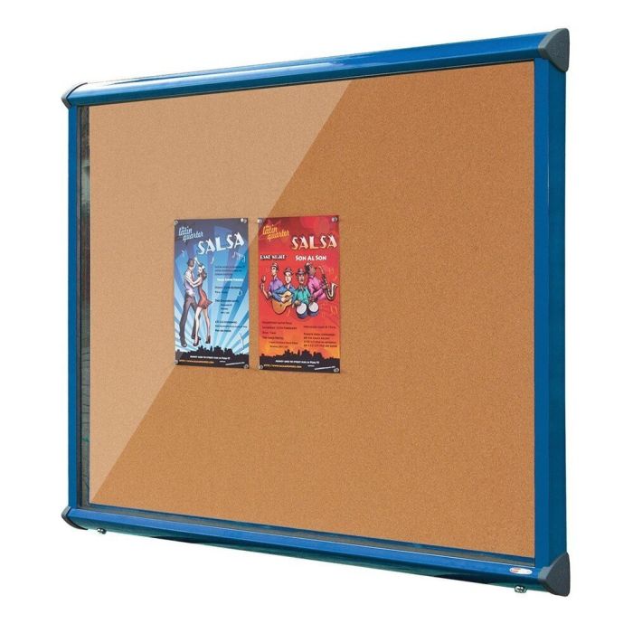 Shield Exterior Showcase 575 x 712mm - Blue Frame/Cork