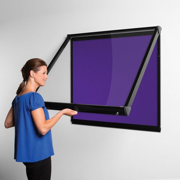 Shield Exterior Showcase 750 x 967mm - Black Frame/Purple