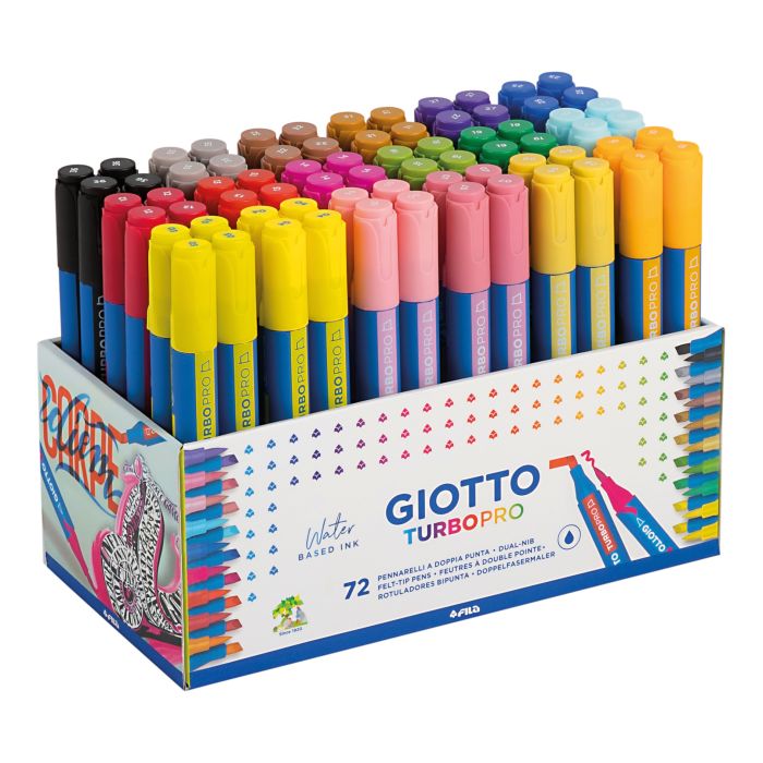 GIOTTO Turbo Pro Dual Tip Marker Pens - Classpack of 72