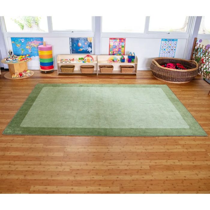 Classic Rectangular Border Carpet - Green