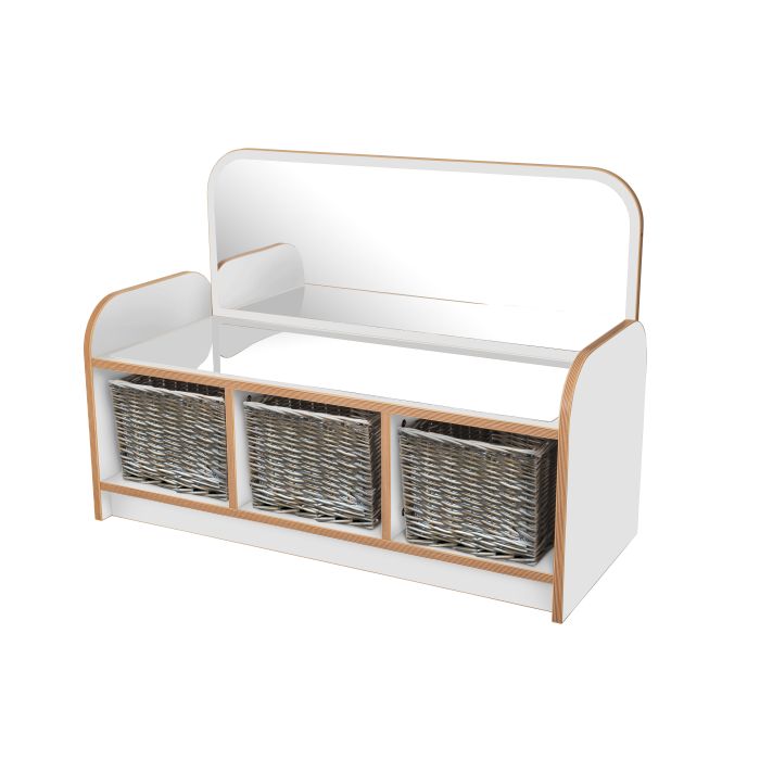 Maplescape Storage with Baskets and Mirror Divider- Grey