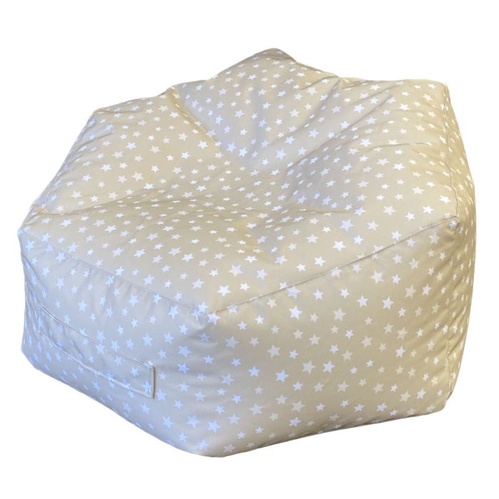 Cream and White Star Hexagonal Bean Bag
