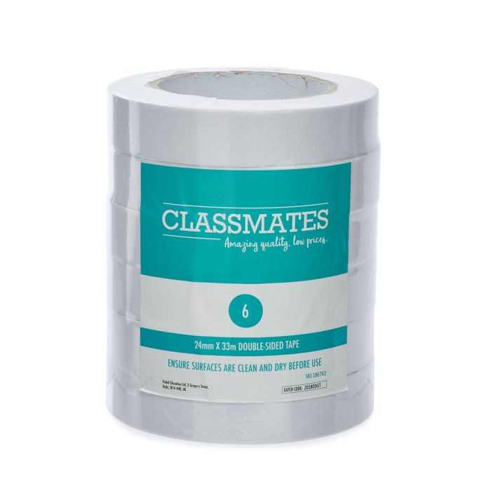 Classmates Double Sided Tape 24mm x 33m - Pack of 6