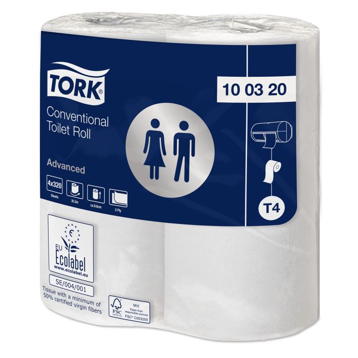 Tork Conventional Toilet Rolls - 2 Ply 320 Sheets - Pack of 36 Tork Conventional Toilet Rolls - 2 Ply 320 Sheets - Pack of 36