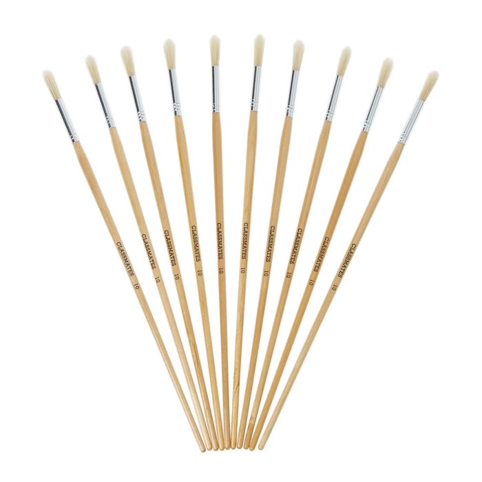 Classmates Long Round Paint Brushes - Size 10 - Pack of 10