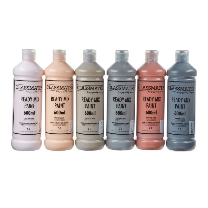 Classmates Ready Mixed Paint - 600ml - Skin Tones - Pack of 6 Classmates Ready Mixed Paint - 600ml - Skin Tones - Pack of 6