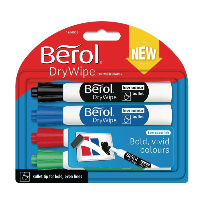 Berol Whiteboard Marker Assorted Bullet Tip - Pack of 4