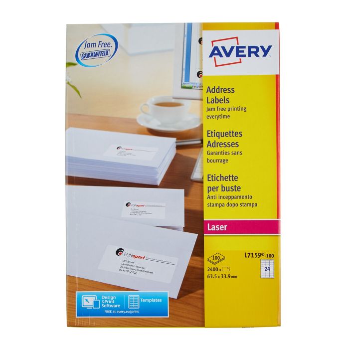 White Avery Jam-Free Quick PEEL Labels - Pack of 100 Sheets