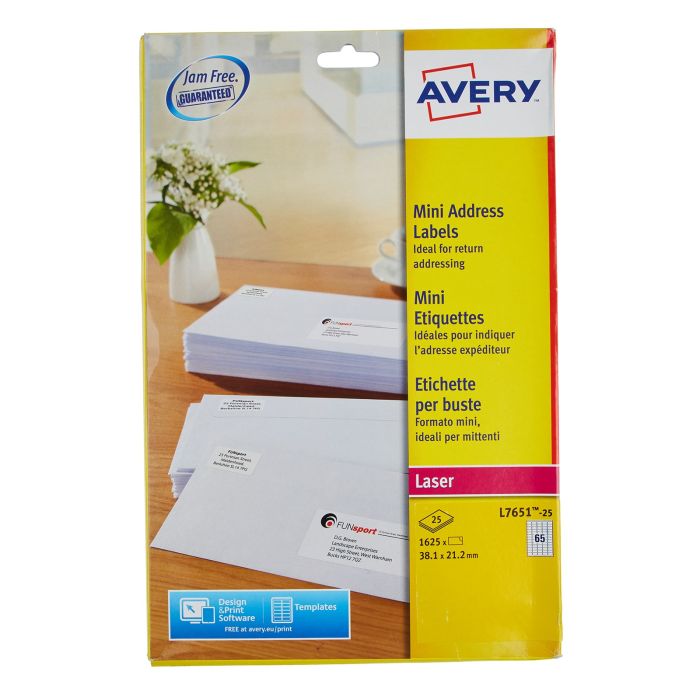 White Avery Jam-Free Quick PEEL Labels - Pack of 25 Sheets