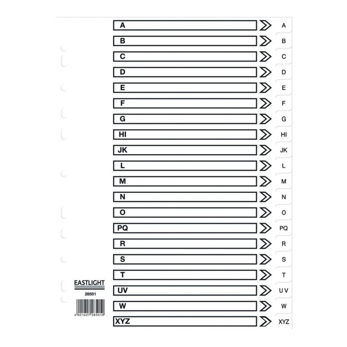 Eastlight A4 Polypropylene Dividers A-Z Europunched