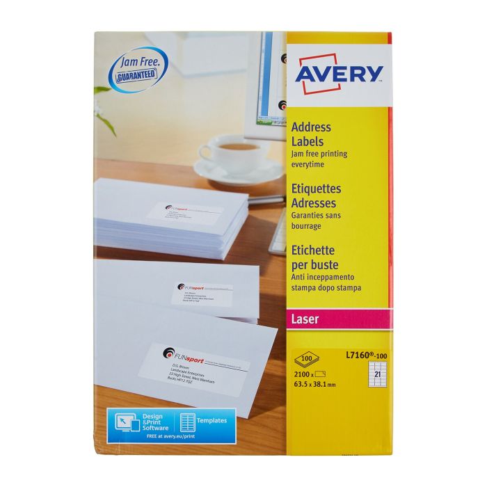 White Avery Jam-Free Quick PEEL Labels - Pack of 100 Sheets